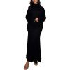 imagechouyatou Womens Slouchy Knitwear Sets Turtleneck Sweater Maxi Long Skirt Two Piece Sweater Skirt OutfitsBlack