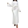 imagechouyatou Womens Slouchy Knitwear Sets Turtleneck Sweater Maxi Long Skirt Two Piece Sweater Skirt OutfitsWhite