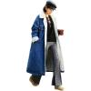 imagechouyatou Womens Winter Windproof Sherpa Lined Long Denim Coat Trucker JacketDark Blue