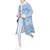 imagechouyatou Womens Winter Windproof Sherpa Lined Long Denim Coat Trucker JacketLight Blue
