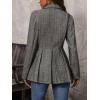 imagechouyatou Women Business Casual Herringbone Blazer Jacket Button Down Office Work Dressy Peplum Blazer TopGrey