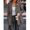 imagechouyatou Women Business Casual Work Plaid Blazer Jacket Single Breasted Office Dressy Peplum Blazer SuitBlack Red