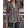 imagechouyatou Women Business Casual Work Plaid Blazer Jacket Single Breasted Office Dressy Peplum Blazer SuitBlack Red