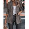 imagechouyatou Women Business Casual Work Plaid Blazer Jacket Single Breasted Office Dressy Peplum Blazer SuitBlack Red