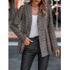 imagechouyatou Women Business Casual Work Plaid Blazer Jacket Single Breasted Office Dressy Peplum Blazer SuitBlack Red