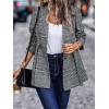 imagechouyatou Women Business Casual Work Plaid Blazer Jacket Single Breasted Office Dressy Peplum Blazer SuitBlue Black