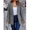 imagechouyatou Women Business Casual Work Plaid Blazer Jacket Single Breasted Office Dressy Peplum Blazer SuitBlue Black