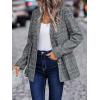 imagechouyatou Women Business Casual Work Plaid Blazer Jacket Single Breasted Office Dressy Peplum Blazer SuitBlue Black
