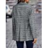 imagechouyatou Women Business Casual Work Plaid Blazer Jacket Single Breasted Office Dressy Peplum Blazer SuitBlue Black