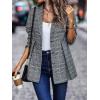 imagechouyatou Women Business Casual Work Plaid Blazer Jacket Single Breasted Office Dressy Peplum Blazer SuitBlue Black