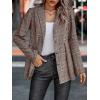 imagechouyatou Women Business Casual Work Plaid Blazer Jacket Single Breasted Office Dressy Peplum Blazer SuitKhaki
