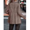 imagechouyatou Women Business Casual Work Plaid Blazer Jacket Single Breasted Office Dressy Peplum Blazer SuitKhaki