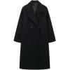 imagechouyatou Womens Business Casual Double Breasted Wool Coat Notch Lapel Midi Long Winter Trench CoatBlack