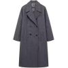imagechouyatou Womens Business Casual Double Breasted Wool Coat Notch Lapel Midi Long Winter Trench CoatDark Grey