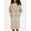 imagechouyatou Womens Business Casual Double Breasted Wool Coat Notch Lapel Midi Long Winter Trench CoatKhaki