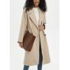 imagechouyatou Womens Business Casual Double Breasted Wool Coat Notch Lapel Midi Long Winter Trench CoatKhaki