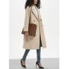 imagechouyatou Womens Business Casual Double Breasted Wool Coat Notch Lapel Midi Long Winter Trench CoatKhaki