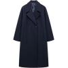 imagechouyatou Womens Business Casual Double Breasted Wool Coat Notch Lapel Midi Long Winter Trench CoatNavy Blue