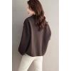 imagechouyatou Womens Casual Business Wool Blend Coat Loose Double Breasted Suit Coat Dressy Blazer Pea CoatBrown