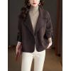 imagechouyatou Womens Casual Business Wool Blend Coat Loose Double Breasted Suit Coat Dressy Blazer Pea CoatBrown