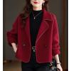 imagechouyatou Womens Casual Business Wool Blend Coat Loose Double Breasted Suit Coat Dressy Blazer Pea CoatRed