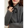 imagechouyatou Womens Casual Business Wool Blend Trench Coat Loose Double Breasted Blazer Jacket Pea CoatGrey