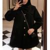 imagechouyatou Womens Cute Bow Lapel Collar Wool Coat Single Breasted Wool Blend Pea Coat with PocketsBlack