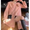 imagechouyatou Womens Cute Bow Lapel Collar Wool Coat Single Breasted Wool Blend Pea Coat with PocketsPink