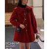 imagechouyatou Womens Cute Bow Lapel Collar Wool Coat Single Breasted Wool Blend Pea Coat with PocketsRed