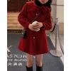 imagechouyatou Womens Cute Bow Lapel Collar Wool Coat Single Breasted Wool Blend Pea Coat with PocketsRed