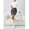 imagechouyatou Womens Fall Winter Sexy Plaid Pencil Wool Skirts High Waisted Casual Bodycon Short Mini SkirtsBlack