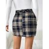imagechouyatou Womens Fall Winter Sexy Plaid Pencil Wool Skirts High Waisted Casual Bodycon Short Mini SkirtsBlack