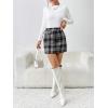 imagechouyatou Womens Fall Winter Sexy Plaid Pencil Wool Skirts High Waisted Casual Bodycon Short Mini SkirtsBlack