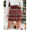 imagechouyatou Womens Fall Winter Sexy Plaid Pencil Wool Skirts High Waisted Casual Bodycon Short Mini SkirtsRed