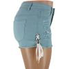imagechouyatou Womens High Waist Perfect ButtLifting Destroyed Hole Fringed Denim Short Drawstring SlitLight Blue
