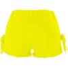 imagechouyatou Womens High Waist Perfect ButtLifting Destroyed Hole Fringed Denim Short Drawstring SlitYellow