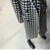 imagechouyatou Womens Houndstooth Wool Trench Coat Notch Lapel Maxi Long Overcoat Double Breasted PeacoatBlack