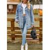 imagechouyatou Womens Oversized Washed Denim Jacket Boyfriend Button Down Mid Long Jean Jacket ShacketBlue