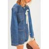 imagechouyatou Womens Removable Tie Front Denim Jacket Fall Boyfriend Button Down Jean Jacket ShacketBlue