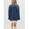 imagechouyatou Womens Removable Tie Front Denim Jacket Fall Boyfriend Button Down Jean Jacket ShacketDark Blue