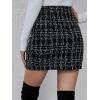 imagechouyatou Womens Sexy Plaid Pencil Tweed Skirts High Waisted Zip UP Casual Bodycon Short Mini SkirtsBlack