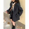 imagechouyatou Womens Vintage Wool Blend Casual Business Blazer Jacket Notch Lapel Dressy Work Trench CoatBlack