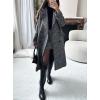 imagechouyatou Womens Winter Casual Herringbone Wool Coat Double Breasted Notch Collar Dressy Long Trench CoatGrey