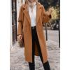 imagechouyatou Womens Winter Double Breasted Wool Coat Notch Lapel Long Winter Trench Coat with BeltCamel