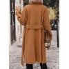 imagechouyatou Womens Winter Double Breasted Wool Coat Notch Lapel Long Winter Trench Coat with BeltCamel