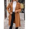 imagechouyatou Womens Winter Double Breasted Wool Coat Notch Lapel Long Winter Trench Coat with BeltCamel