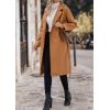 imagechouyatou Womens Winter Double Breasted Wool Coat Notch Lapel Long Winter Trench Coat with BeltCamel