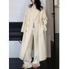 imagechouyatou Womens Winter Double Breasted Wool Coat Shawl Collar Long Trench Coat Overcoat with PocketsBeige