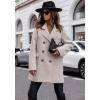 imagechouyatou Womens Winter Double Breasted Wool Pea Coat Classic Notch Lapel Office Wool Coat OvercoatBeige