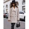 imagechouyatou Womens Winter Double Breasted Wool Pea Coat Classic Notch Lapel Office Wool Coat OvercoatBeige